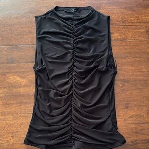 Black Ruched Sleeveless Top